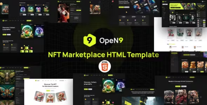 دانلود قالب HTMLانگلیسی ساخت وفروش NFT open9