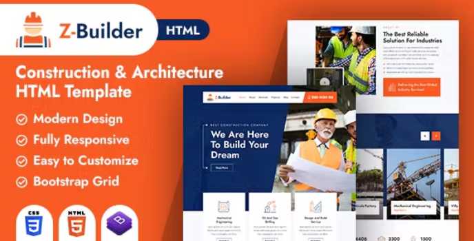 دانلود قالب HTMLانگلیسی عمران zbuilder