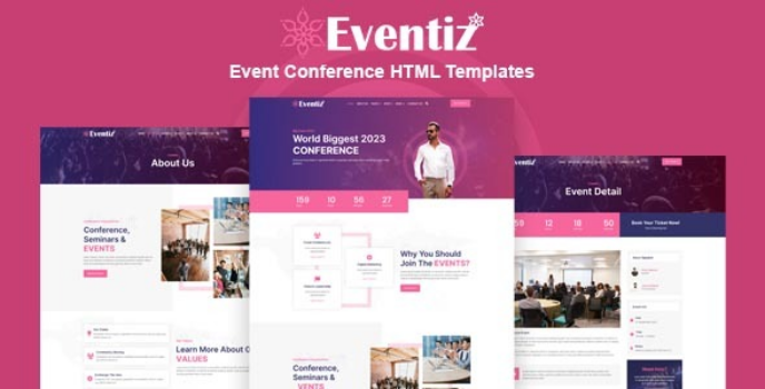 دانلود قالب HTML انگلیسی ارائه کنفرانس eventiz