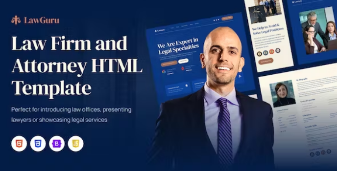 دانلود قالب HTML انگلیسی وکالت lawguru