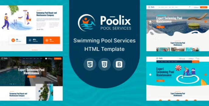 دانلود قالب HTML انگلیسی خدماتی poolix