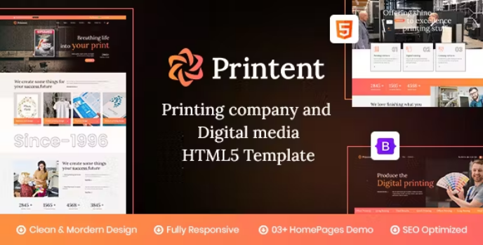 دانلود قالب HTMLانگلیسی شرکتیprintent