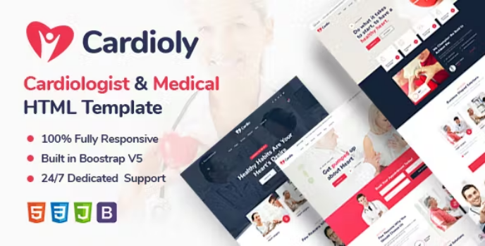 دانلود قالب HTMLانگلیسی پزشکی cardioly