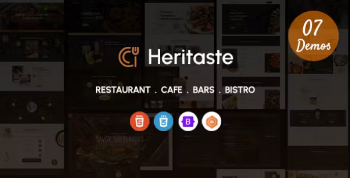 دانلود قالب HTMLانگلیسی رستوران Heritaste