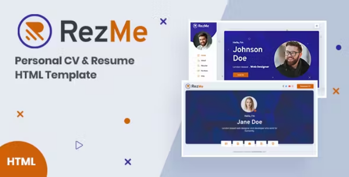 دانلود قالب HTML انگلیسی رزومه rezme