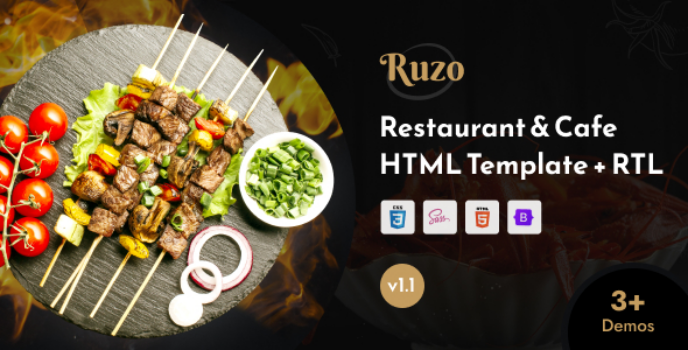 دانلود قالب HTMLانگلیسی رستورانruzo