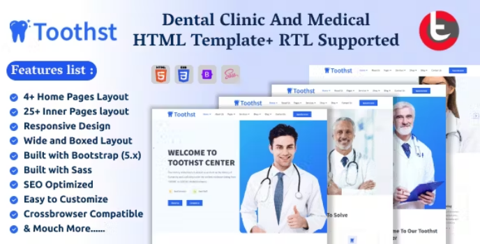 دانلود قالب HTML انگلیسی پزشکی toothst