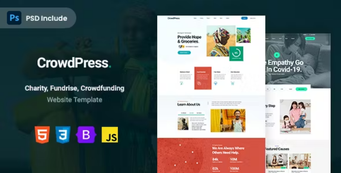 دانلود قالب HTML انگلیسی خیریه crowdpress