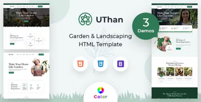 دانلود قالب HTML انگلیسی محوطه سازی و باغبانی Uthan