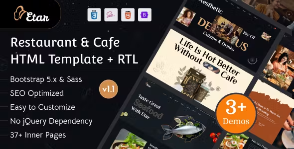 دانلود قالب html انگلیسی رستوران و فست فود Etar 