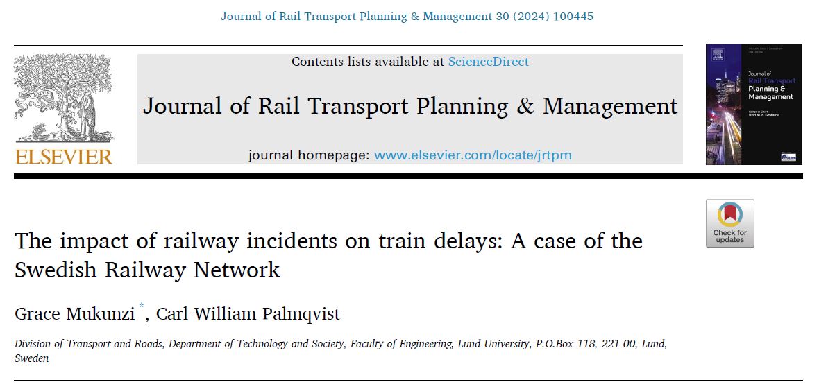 دانلود مقاله تاثیر حوادث راه آهن بر تاخیر قطار: موردی از شبکه راه آهن سوئد