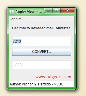 دانلود پروژه تبدیل‌کننده دسیمال به شش‌دهی نسخه ۱.۰ در جاوا