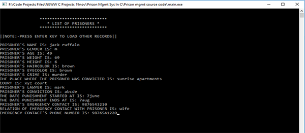 دانلود پروژه کاربردی  سیستم مدیریت زندان به C
