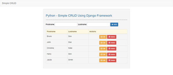 دانلود پروژه کاربردی برنامه ساده CRUD در پایتون با استفاده از فریم‌ورک در پایتون 