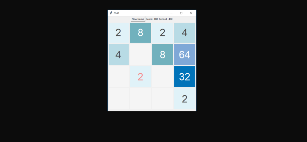 دانلود پروژه بازی ساده 2048 در پایتون
