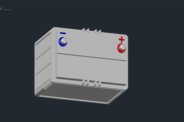 دانلود فایل  سه‌بعدی باتری خودرو با نقشه DWG در اتوکد