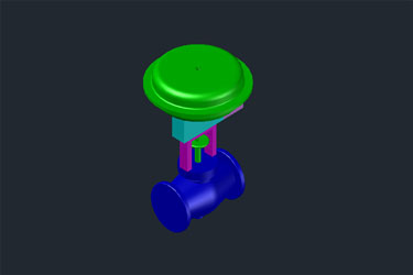 دانلود فایل دریچه کنترل پنوماتیک سه‌بعدی در اتوکد