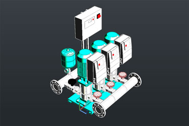 دانلود فایل سه‌بعدی پمپ همزمان با نقشه DWG در اتوکد