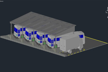 دانلود فایل سه‌بعدی ایستگاه اتوبوس بانقشه DWG در اتوکد
