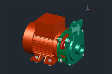 دانلود فایل نقشه سه‌بعدی اتوکد از موتور پمپ در اتوکد