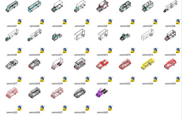 دانلود فایل آرشیو بلوک‌های CAD سه‌بعدی از کامیون‌ها در اتوکد