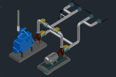 دانلود فایل نقشه‌های سه‌بعدی اتصال پمپ آب در اتوکد