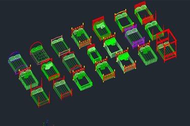 دانلود فایل مجموعه سه‌بعدی تخت‌ها با نقشه DWG در اتوکد