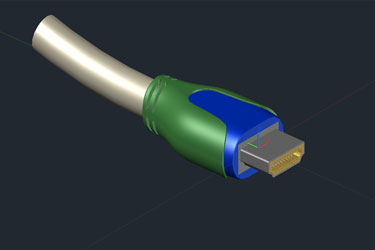 دانلود فایل سه‌بعدی کابل HDMI با نقشه DWG در اتوکد