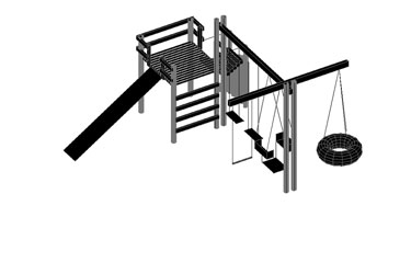 دانلود فایل سه‌بعدی از پارک کودکان با نقشه CAD  در اتوکد