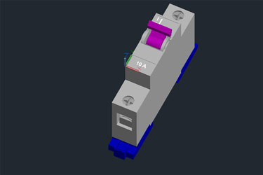 دانلود فایل نقشه DWG سه‌بعدی از فیوز اتوماتیک W در اتوکد