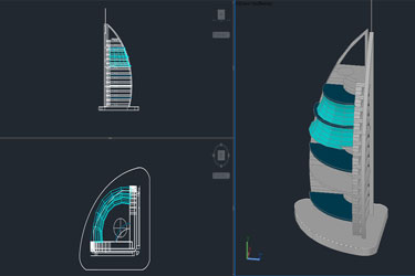 دانلود فایل نقشه CAD سه‌بعدی از برج العرب در اتوکد