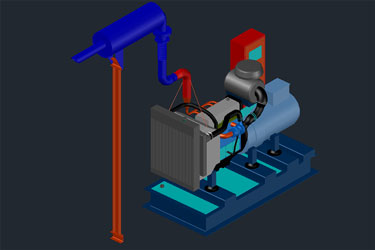 دانلود فایل نقشه DWG سه‌بعدی از ژنراتور 150KVA در اتوکد