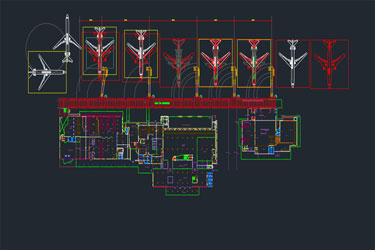 دانلود فایل معماری با نقشه DWG فرودگاه در اتوکد