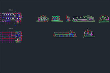 دانلود فایل معماری با نقشه DWG از اصطبل برای ۱۲ اسب در اتوکد