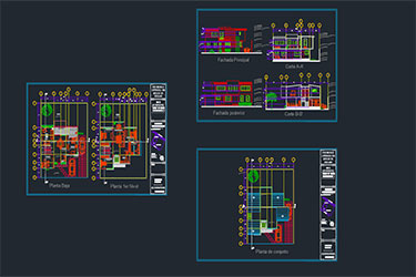 دانلود فایل معماری با نقشه DWG از خانه نیمه‌مسکونی در اتوکد