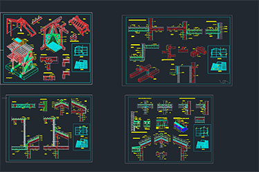 دانلود فایل معماری نقشه‌های DWG جزئیات چارچوب چوبی خانه در اتوکد