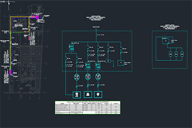 دانلود فایل معماری  DWG از نقشه تک‌خطی نیروگاه برق در اتوکد