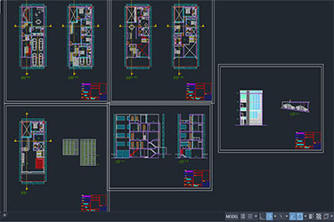 دانلود فایل معماری با نقشه DWG از خانه چهارطبقه در اتوکد