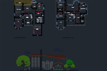 دانلود فایل معماری با نقشه  DWG از بونگالو مدرن ۳ در اتوکد