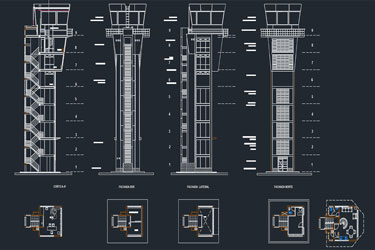 دانلود فایل معماری برج کنترل فرودگاه در اتوکد