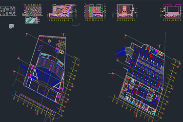 دانلود فایل معماری پروژه نقشه اجرایی سینمای چندسالن در اتوکد