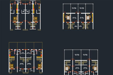 دانلود فایل معماری پروژه نقشه اجرایی خانه‌های ردیفی در اتوکد