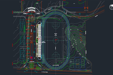 دانلود فایل معماری پروژه توپولوژیکی استادیوم وسیع در اتوکد