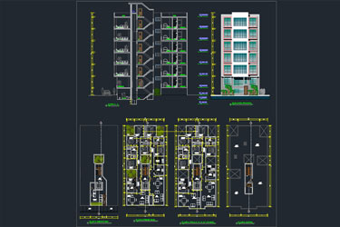 دانلود فایل معماری پروژه معماری آپارتمان ۶ طبقه در اتوکد