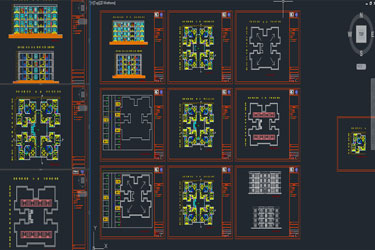 دانلود فایل معماری نقشه‌های اجرایی پروژه آپارتمان در اتوکد