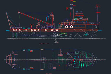 دانلود فایل معماری نقشه‌های اجرایی قایق تأمین‌کننده در اتوکد