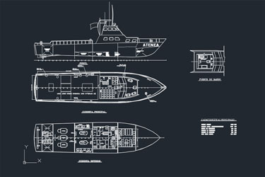 دانلود فایل معماری نقشه اجرایی قایق آتنیا در اتوکد