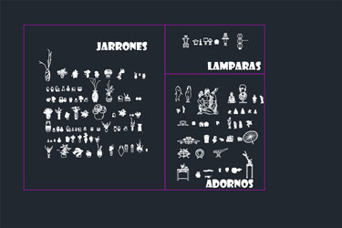 دانلود فایل معماری بلوک‌های CAD گلدان‌ها و چراغ‌ها در اتوکد