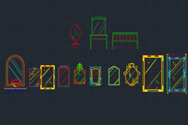 دانلود فایل معماری بلوک‌های CAD آینه آرایش در اتوکد