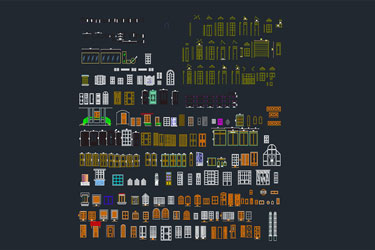 دانلود فایل معماری بلوک‌های CAD درب و پنجره در اتوکد